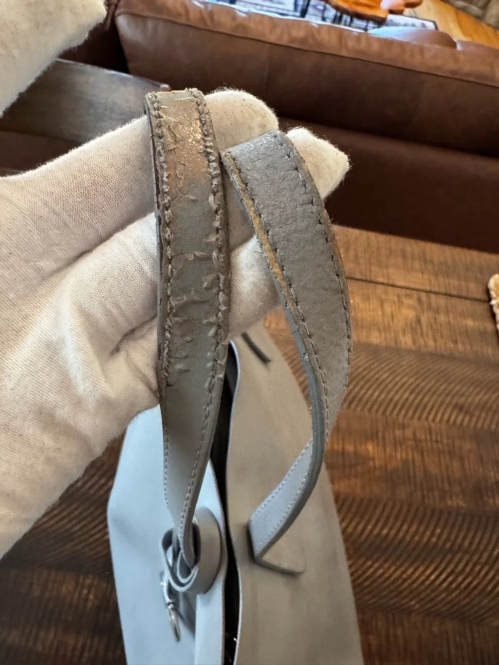 Furla gray Italian leather tote bag gold hardware - Picture 13 of 17